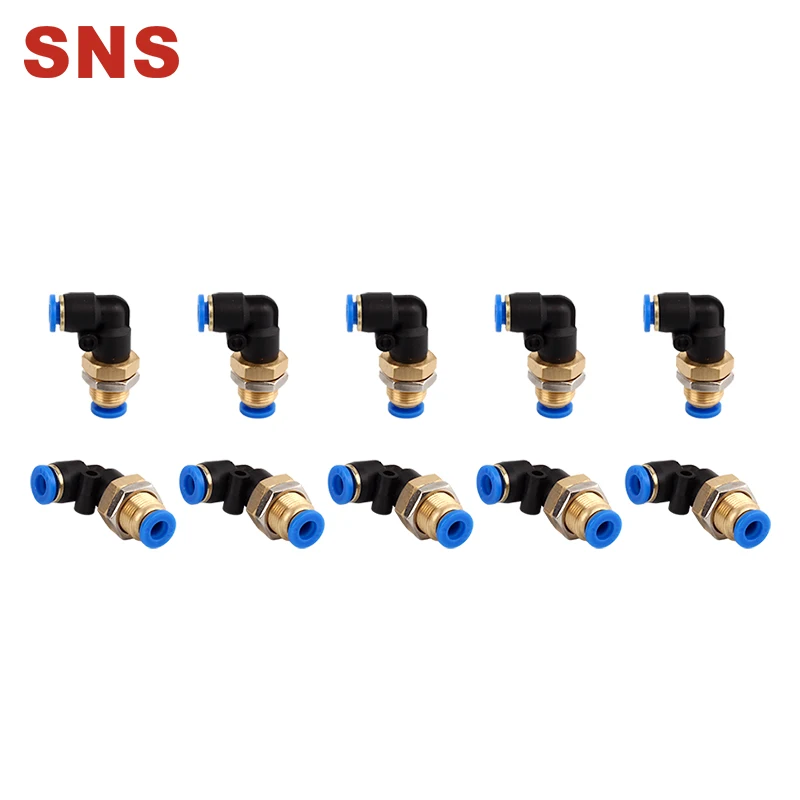 SNS SPLM Series Elbow Bulkhead Push In Connect Fitting Pipe Tube Union Quick Connector