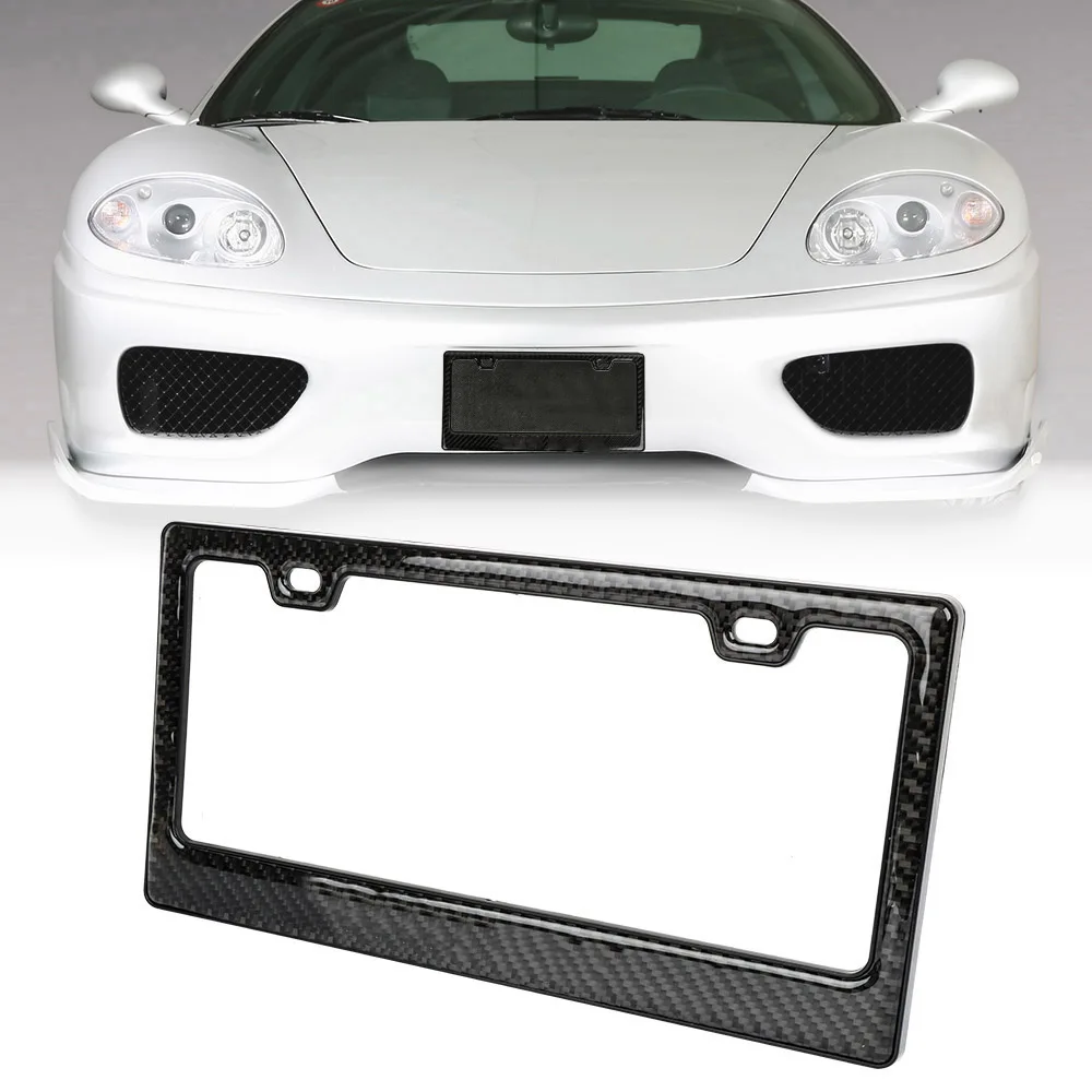 JDM Real Carbon Fiber Plastic Holder Number portaplacas fibra de carbono License Plate Frame With Racing Logo