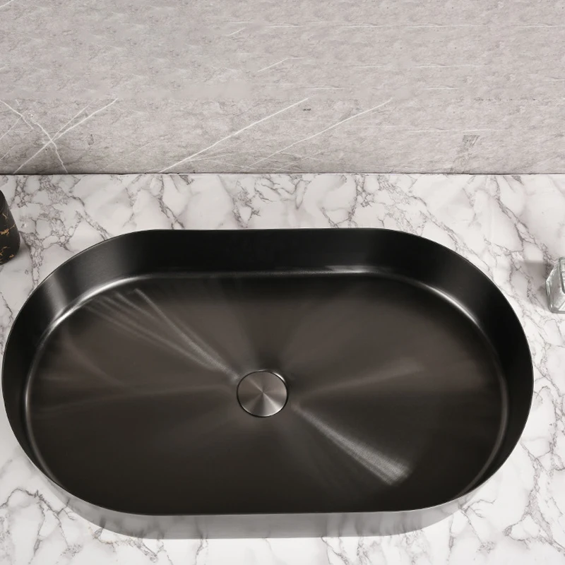 Modern Polished Square Sink Hotel Bathroom Sink Vanity Black Rose Gold