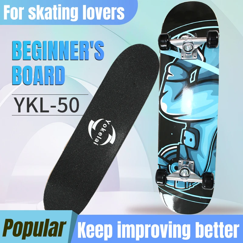 Adult Skateboard with Deck Design and Sandpaper Features for Optimal Riding Experience