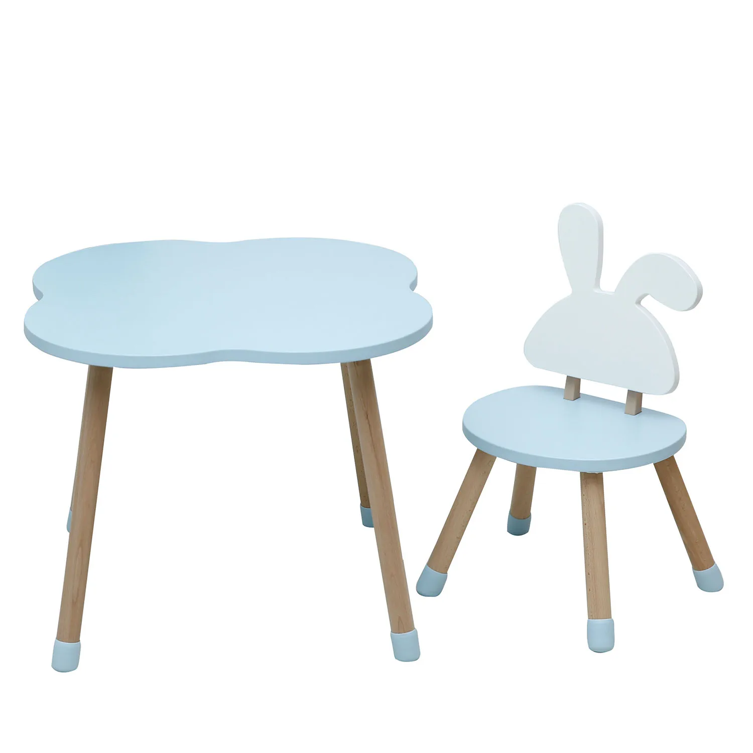 Kids Bedroom Furniture Four-Leaf Clover Shape Children Garden Furniture Kids Study Table and 4 Chair Children Library Furniture