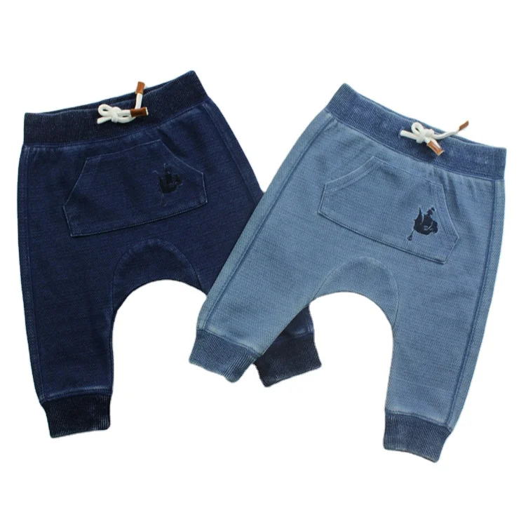 
Wholesale Customization Blue Cotton Polyster Elastne Babys Pants 