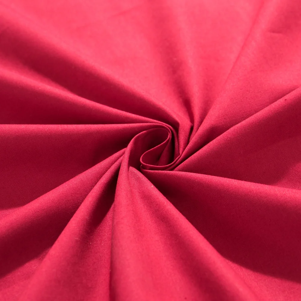 100% cotton material 200T percale red color home bedding set fabrics