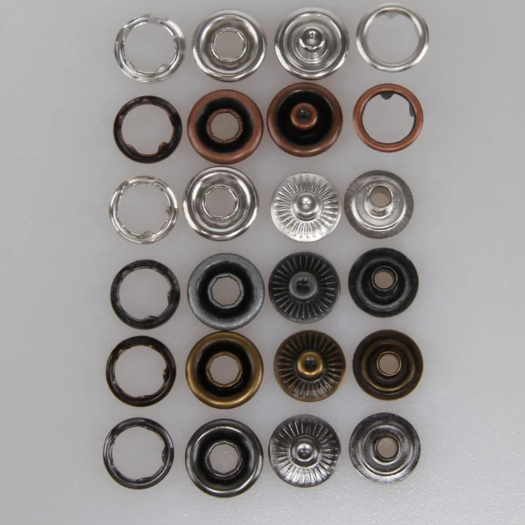 
custom 4 part 15mm silver enamel metal ring prong snap button for baby clothes 