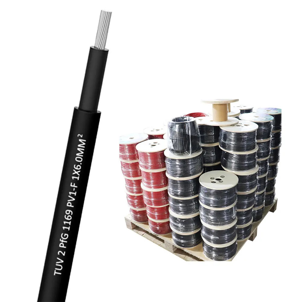 2.5 4 6 10mm2 cca/pvc 5% copper Flexible Tinned Copper dc solar cable aluminium pv cable for solar panel