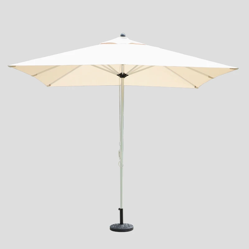 Stylish Look Affordable Custom Logo 3*3M Square Centre Pole Rope Umbrella Picnic Beach Restaurant Outdoor Drawstring Parasol