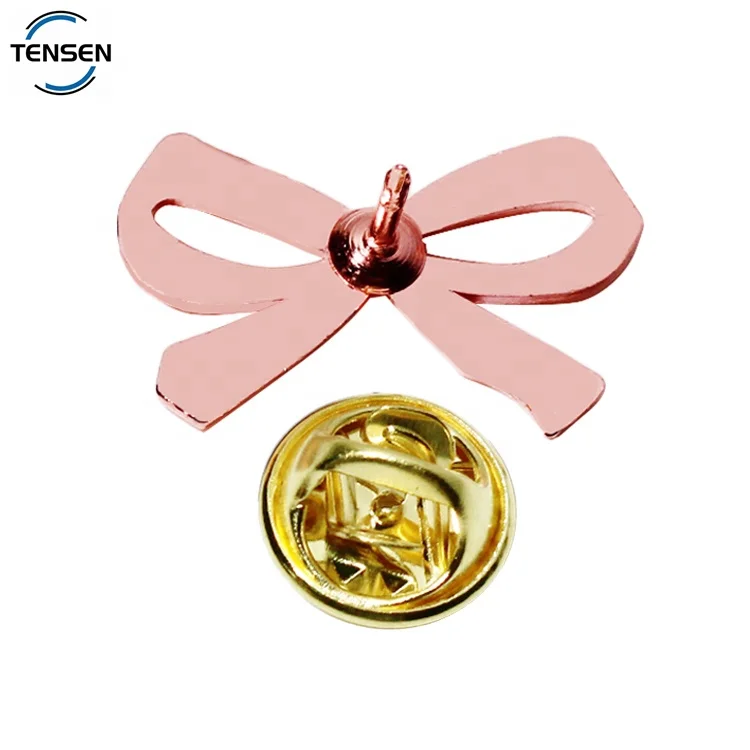 Custom butterfly shape clothing label pins maker rose gold decoration embossed logo badge for women coat