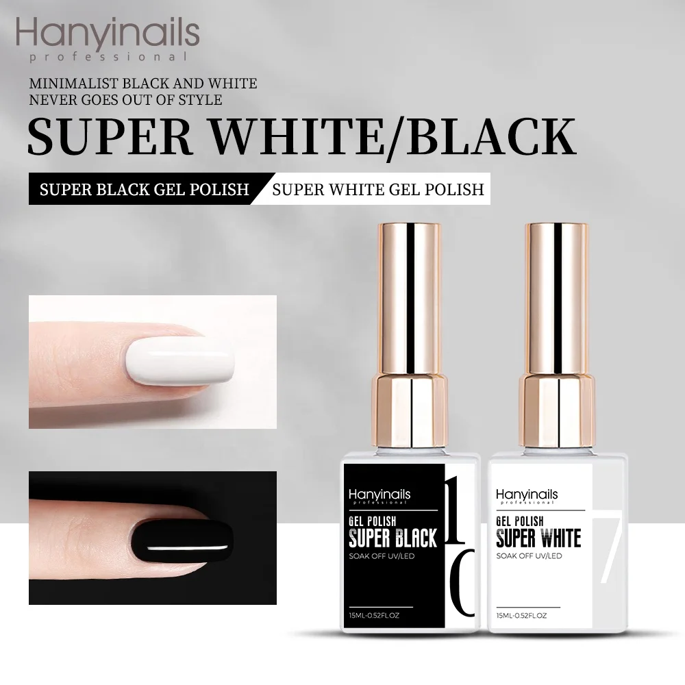 Super White and Super Black Nail Polish Wholesale 15ml Bottles Private Label Colour UV Gel Nail Polish