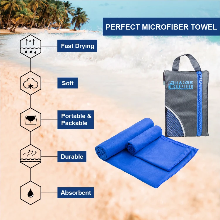 
Microfiber Fast Drying Super Absorbent Sport Towel With Mesh Bag for Camping 