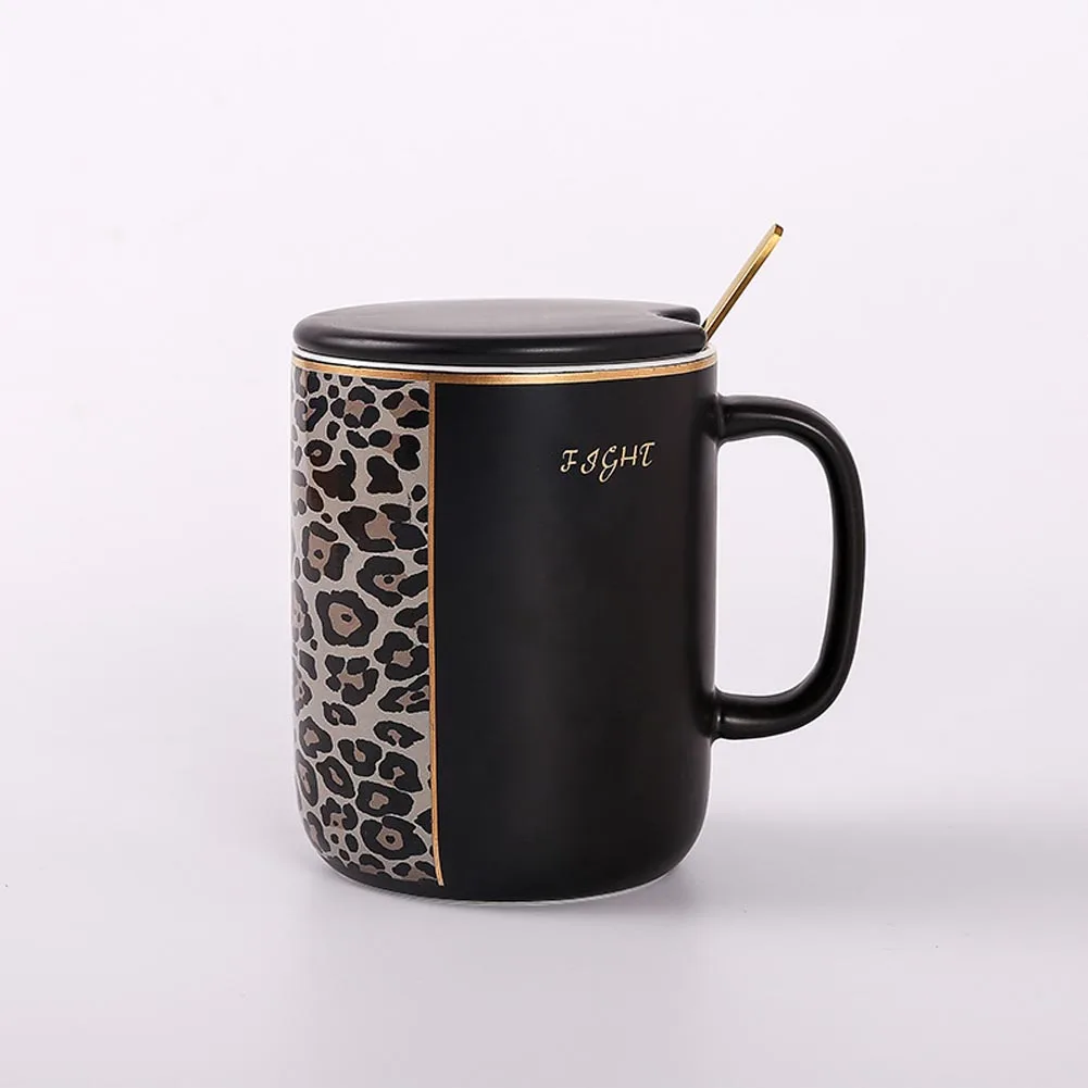 Nordic Minimalist Ceramic Mug With Handle And Spoon Color Coffee Cup