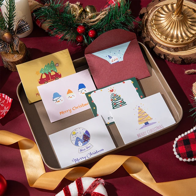 2024 new Cartoon pop up christmas greeting cardsThanksgiving gift  message s cute snowman Merry christmas trees