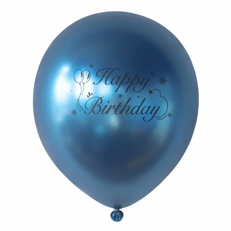 12 inch metallic happy birthday printing latex balloon thick metal chrome balloons globos birthday party supplies decoration