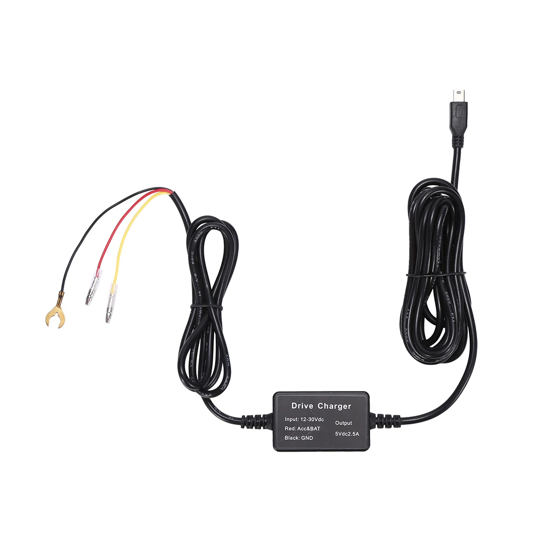 12V-24V DC to 5V DC voltage Regulator With 3.2 Meters Cable 3 lead mini USB Hard Wire Kit For Dash Cam Dash Cam Hard Wire Kit