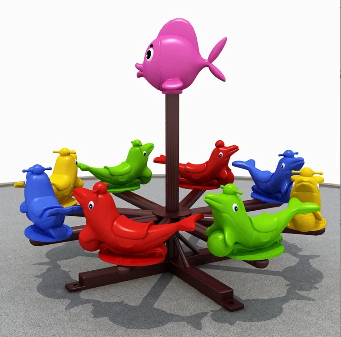 Outdoor Playground Children Plastic Metal Animal Merry Go Round For Sale