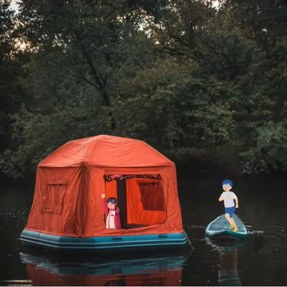 [Рыбалка на воде] Новейшие палатки из ПВХ уличные Плавающие Надувные отмели остров Семейный Кемпинг водяной плот лодка палатка для продажи