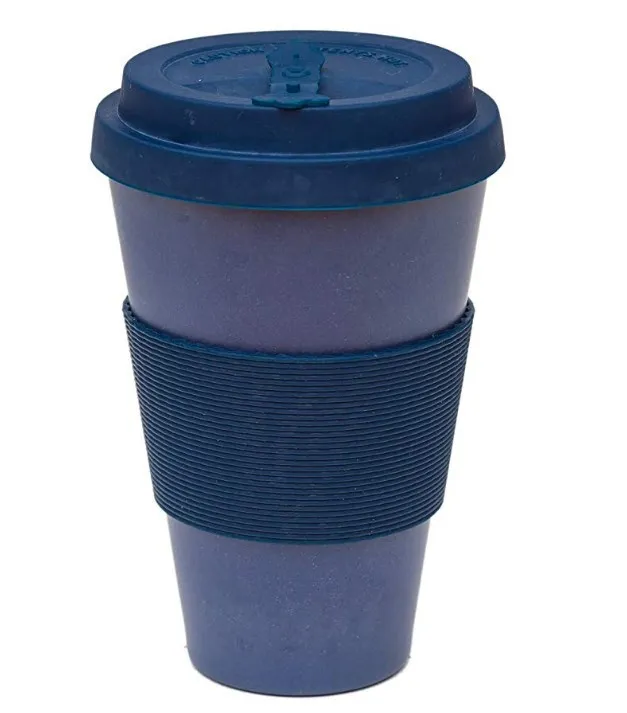 Reusable Bamboo Fiber Coffee Cup 400ml/14oz Natural Organic Eco-Friendly Travel Mug