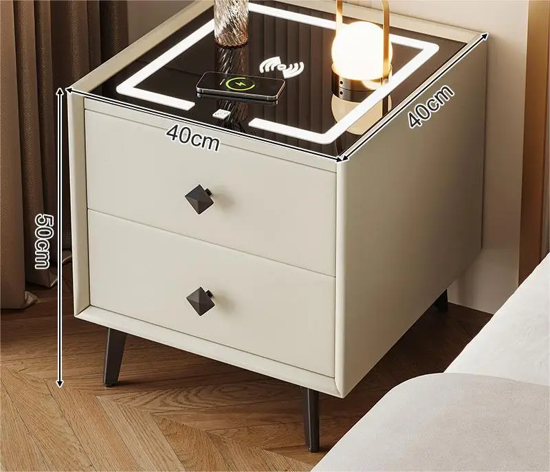 2024 Wholesale Home Furniture Furniture Smart Nightstands Wireless Charging Table Bedside Cabinet for Bedroom Carton Modern