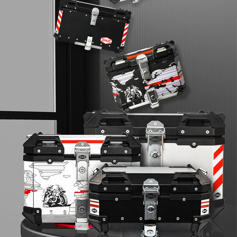 35L-65L Top Tail Motorcycle Rear Luggage Storage Tool Helmet Box Case Lock Trunk Waterproof Aluminum Universal