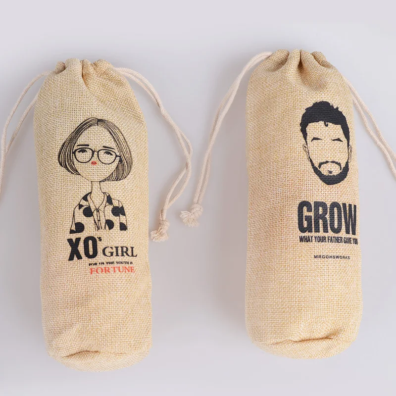 Custom Logo Printed  Gift   jute pouch bag