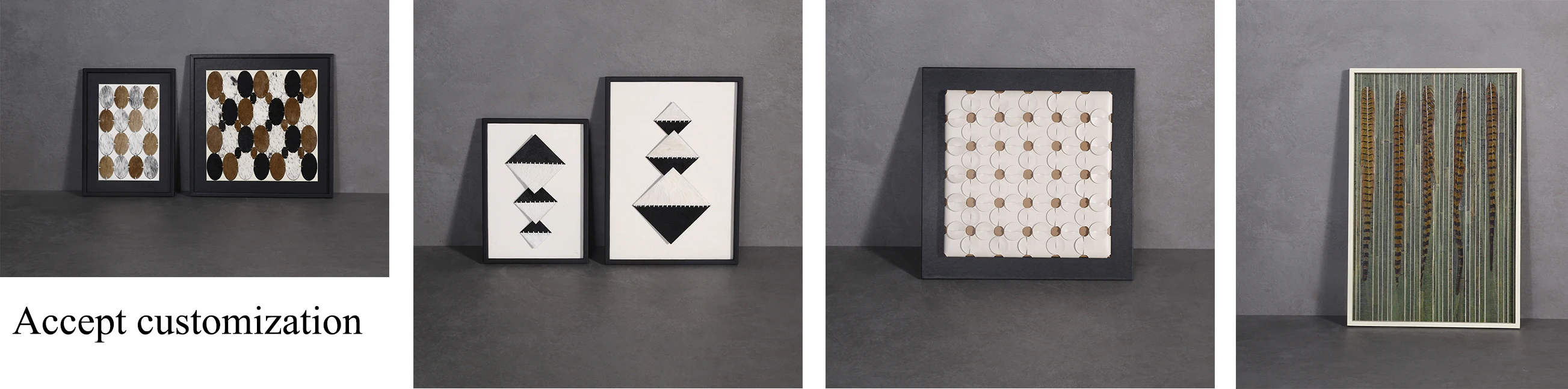 M3-405Custom Your Own Designs Decor 3D Wall Art Frame Fashion Black and white horse hair Hanging Pictures For Living Room