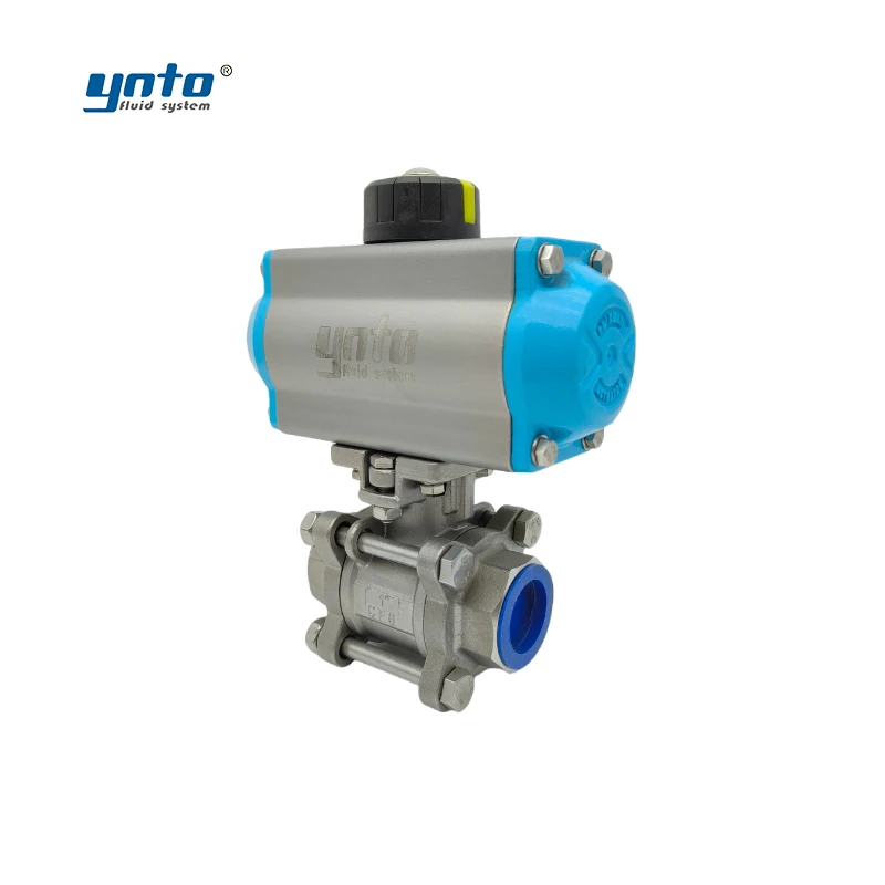 YNTO Custom 2 Way 2inch 3 Piece industrial ball Valve 304 316 Stainless Steel Water Flow Control  3pc Pneumatic Ball Valve