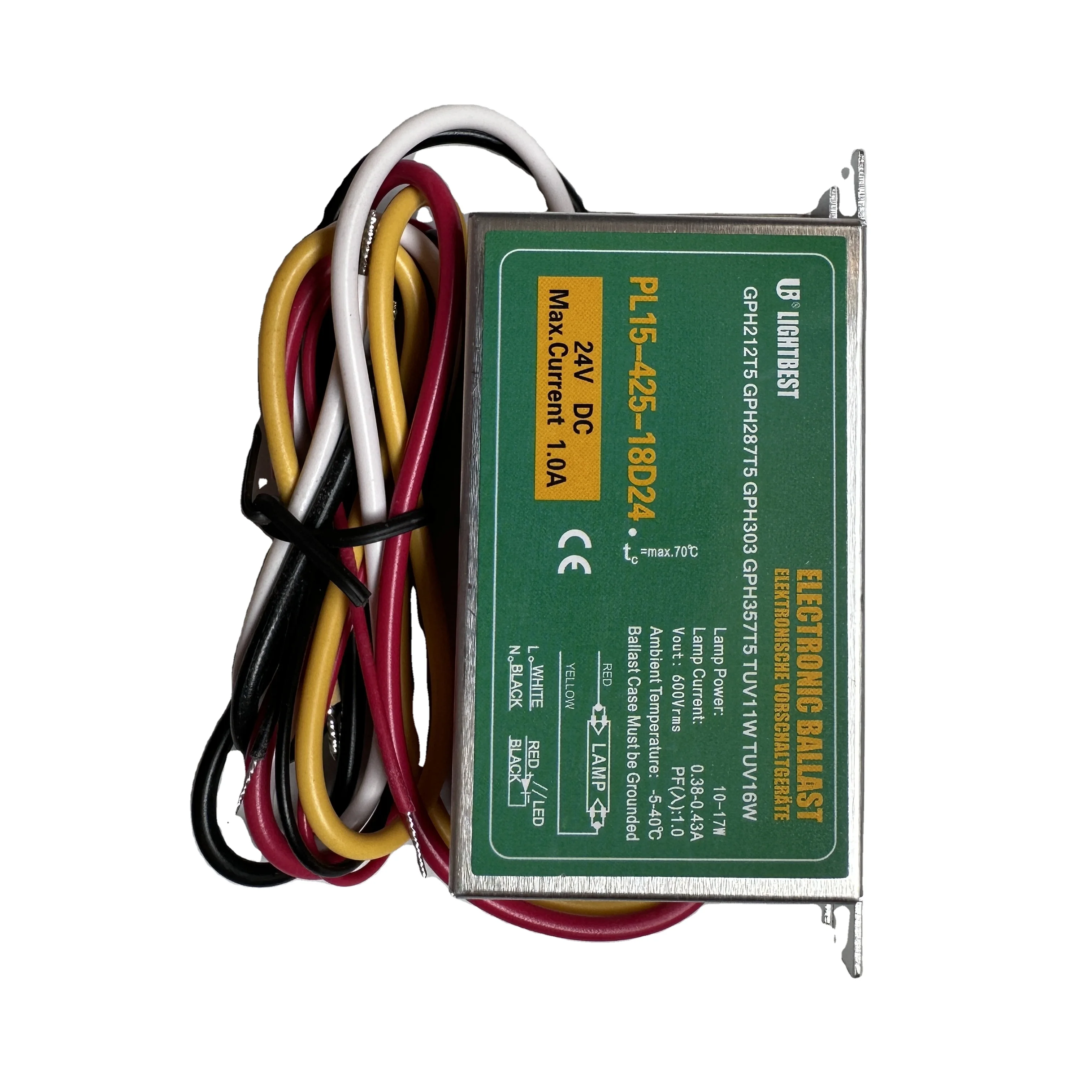 PL15-425-18D24 ultraviolet light electronic ballast factory price DC 12V 24V electronic uv ballast uv germicidal ballast 14W 18W