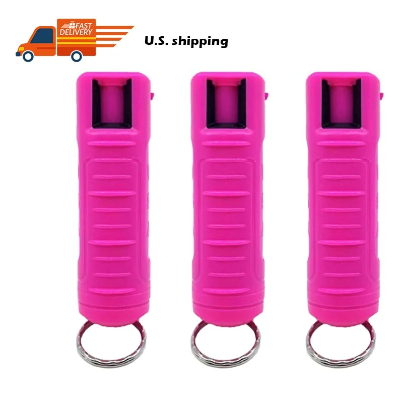 2022 Hot Sale Ladies Outdoor Defense Protection Plastic Case Keychain Custom Logo Self Defense Keychain Pink