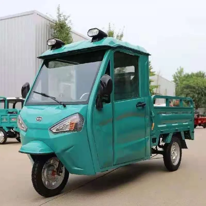 China HONGDI Brand New Closed Cab Drum Brake Electric Cargo Truck Electric Tricycle