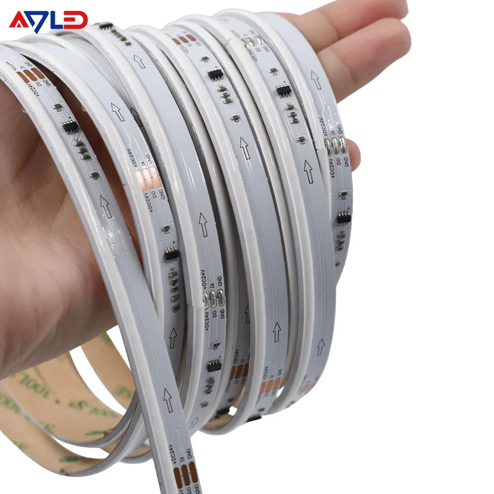 RGBIC Cob LED Strip 630Chips 10Mm Wide IP20 Programmable Side Emitting Dc24V Sequence Copper Programmable Rgb Led Edge Light Cob