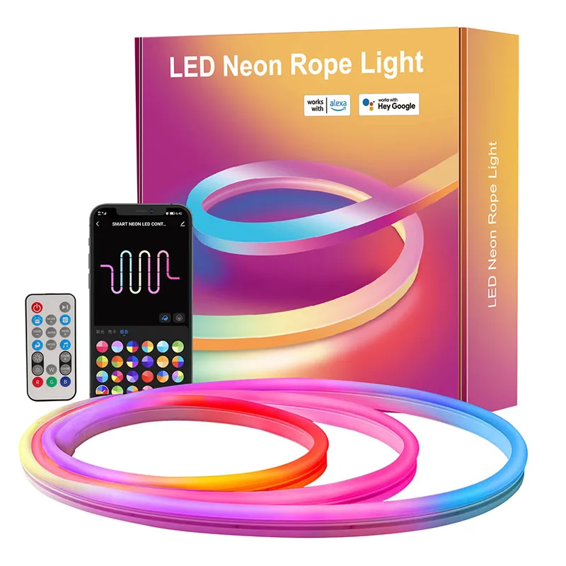 Banqcn RGBIC 3M 5M Digital Flex Smart Strip Light Tape Kit 12V 24V Silicone RGB Flexible LED Neon Rope Lights
