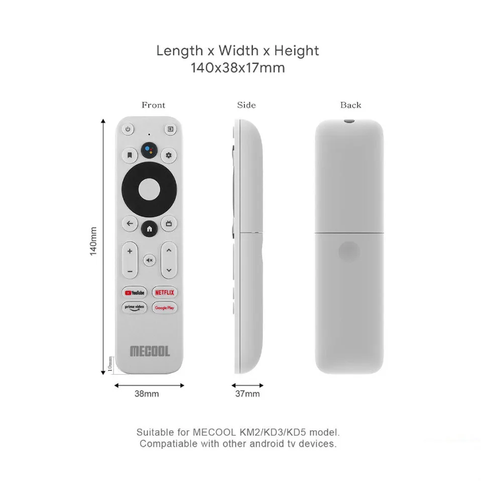 New Replacement Remote Control for Android TV Box Mecool KM2 22-key Bluetooth Voice Control