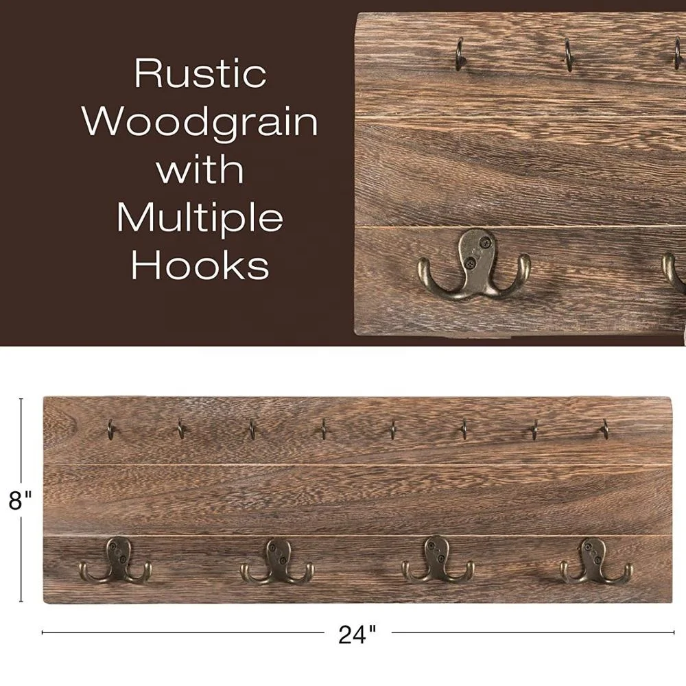 IEBI wood craft products Wall Mounted Hanging with hooks, Coat rack, hat organizer, key holder for Entryway, Mudroom and more