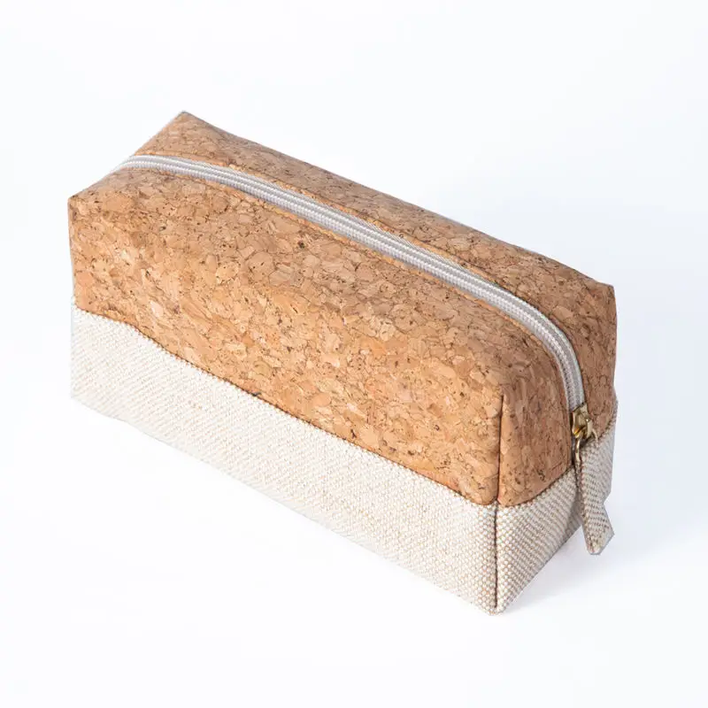 Eco Friendly Organic Cotton Canvas Zipper Packaging Pouch Natural Recycled RPET Linen Cork Makeup Cosmetic Bag