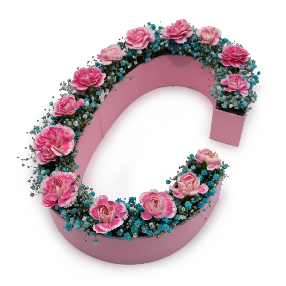 Custom fancy latin alphabet letter A-Z shaped gift packaging box flowers alphabet custom logo letters shaped paper flowers boxes
