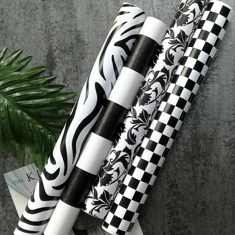 YIYAO Peel and Stick Wallpaper Decorative Contact Paper Black White Checkered Self Adhesive Shelf Liner Paper Roll