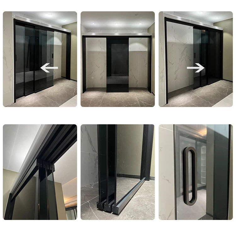HDSAFE left and right open frameless glass door track hardware partition sliding door kitchen living room interior door sliding