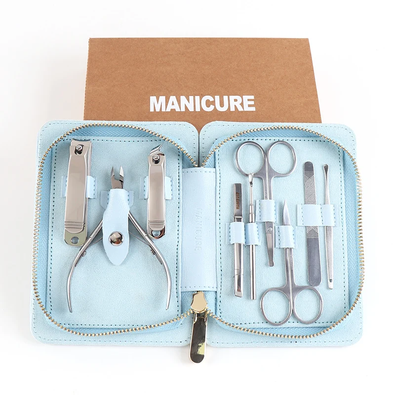 Cona 9pcs function Kit Professional Stainless Steel Pedicure Sets With Leather Portable Case Idea Gift