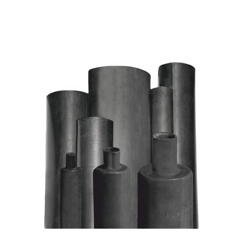 Black Factory supplier PE material high shrink ratio Medium wall heat shrink tube with glue for Insulation