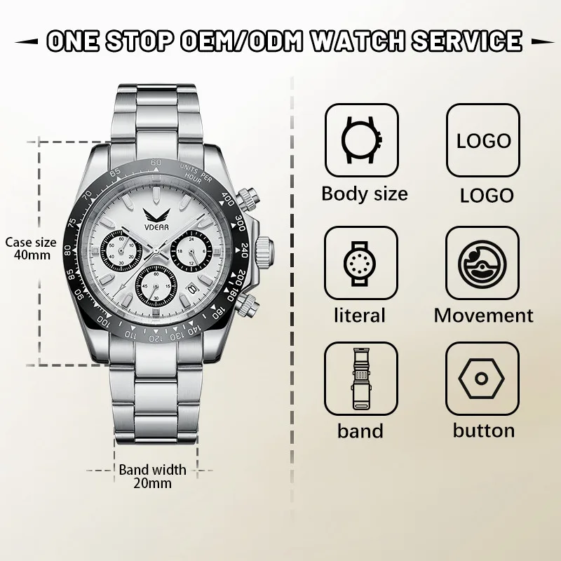 Business Luminous Small Three Needle Ceramics Bezel Brown Dial With Calendar Montre Original Homme Oem Brand Mens Watch 2024