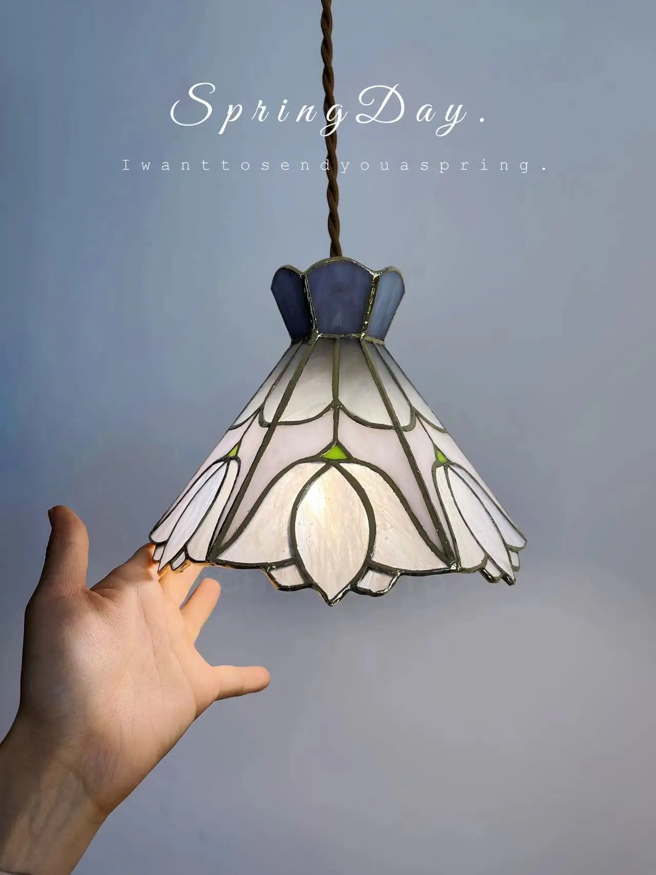 Wholesale French Medieval Handwork Elegant Glass Colored Glass Chandelier American Restaurant Bar Bedside Window Atmosphere