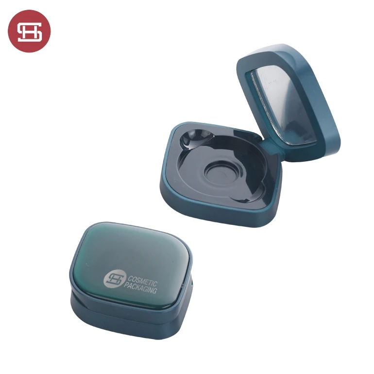 Empty EyeShadow Case Green Square Makeup pressed compact powder case Highlighter Blusher Packaging Palette case with mirror