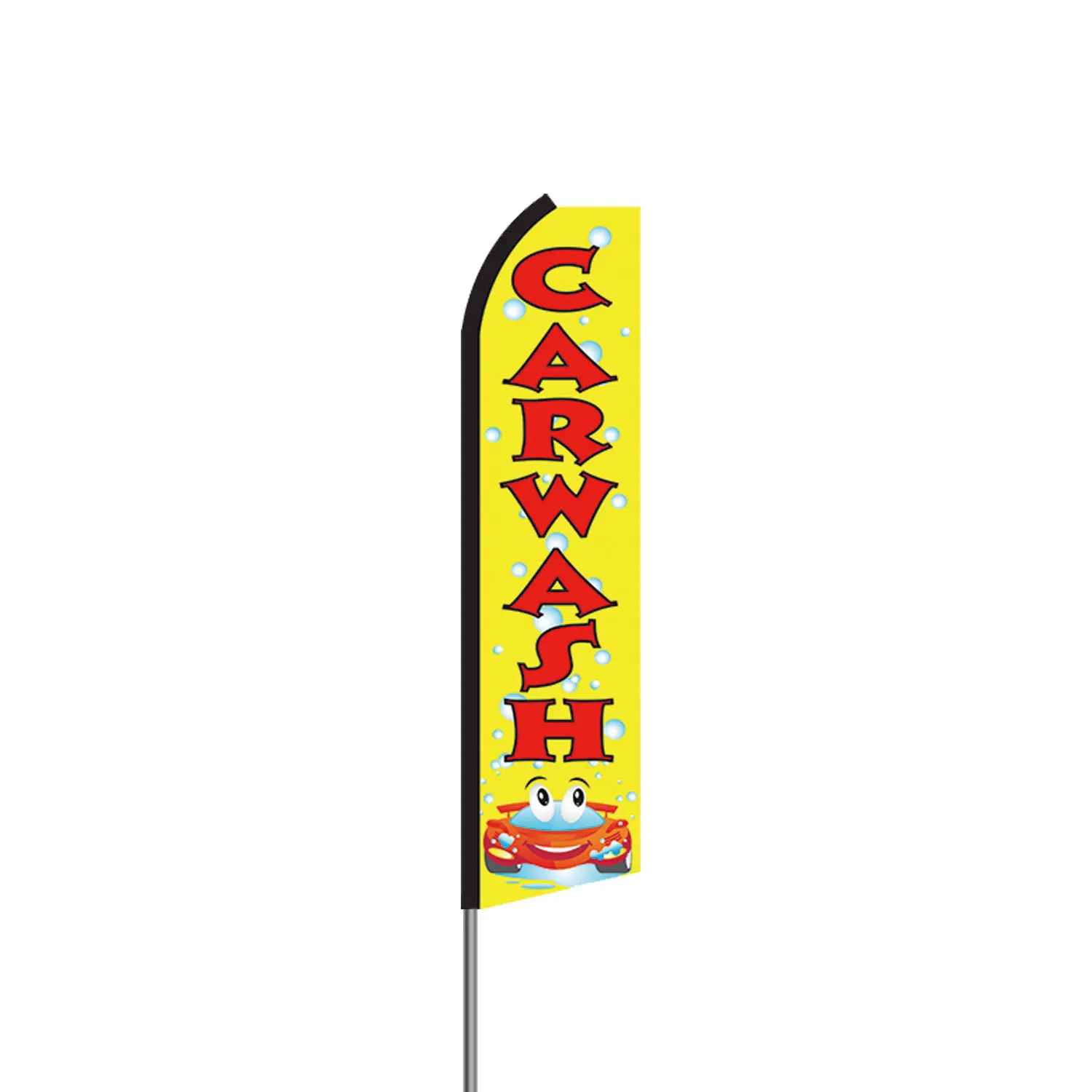 Hot Sale Promotional Product 3x5ft 100%Polyester Any Logo Printing Outdoor Customized Car Wash Swooper Feather Flag Yellow