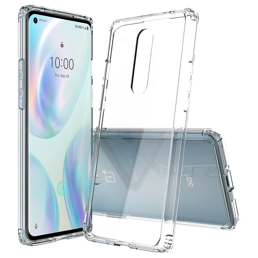 Acrylic Back + TPU Border Hybrid Shockproof Phone Case for OnePlus 8 5G UW Clear Case Hard Cover for OnePlus 8 Verizon Version