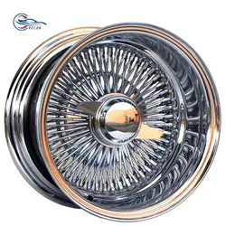 Kelun Brand 13x7 Rev 100 Straight Lace Spokes Gold Steel Chrome Wire Wheel Luxury Car Wheels Passenger Cars 2 Year 4 Pieces