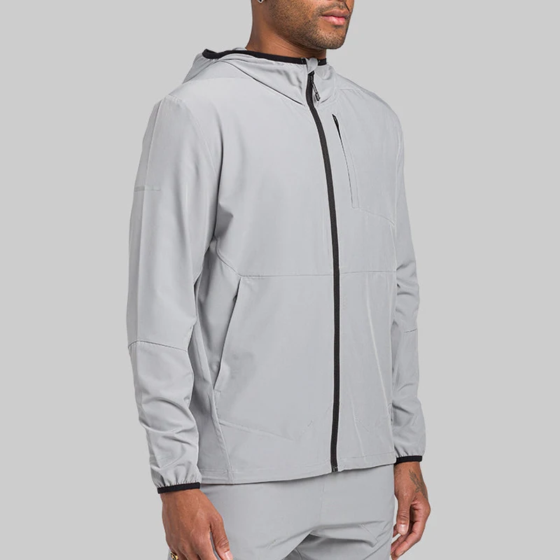 Running Outdoor Mountain Hiking Biking Lightweight Hooded Windbreaker Jacket Casual Custom Full Zipper Thin Waterproof for Men