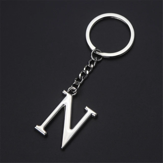 Metal DIY A-Z Letters keyChain Silver Color Car Key Ring 26 Letters Key chain