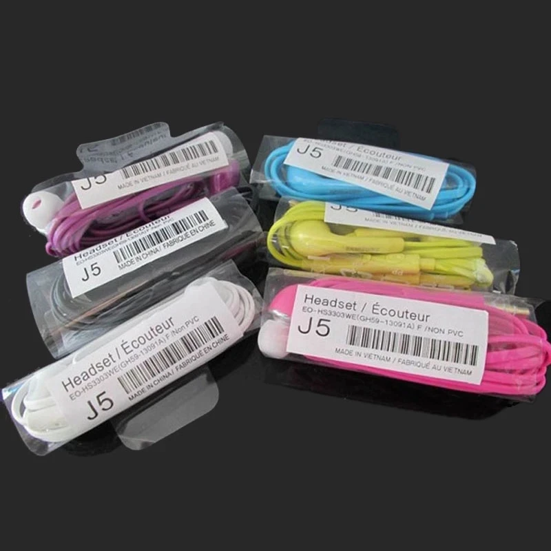 3.5mm Earphone for J5 Samsung Galaxy S4 S5 flat noodle Earbuds With microphone Color Headset