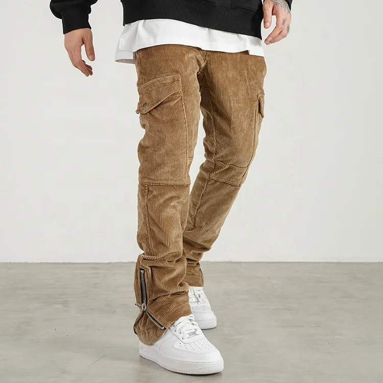 Factory selling corduroy pants men stock dropshipping high quality men cargo pants