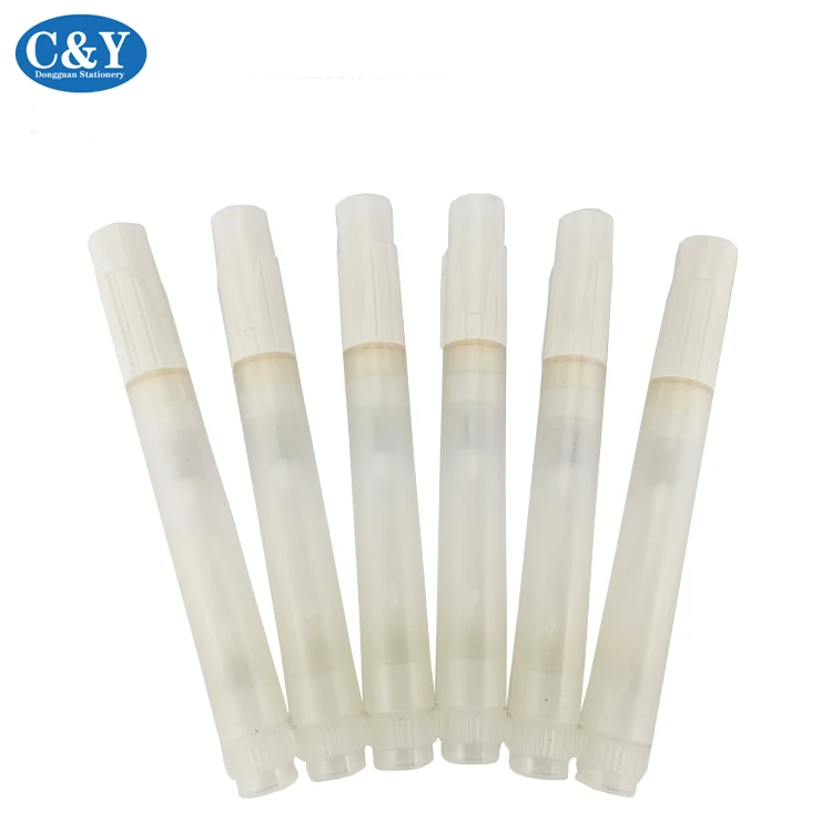 Manufacturer 6.5mm Chisel  tip size transparent barrel empty refillable marker for paint pen