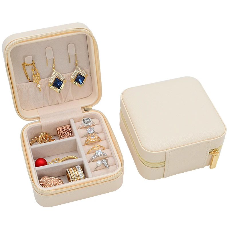 Wholesale Mini Travel Jewellery Case Portable Ring Earring Necklace Storage Organizer Custom Pu Leather Small Jewelry Box